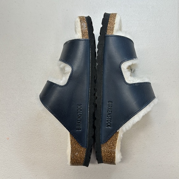 Birkenstock Arizona Shearling Oiled Leather Navy - Picture 3 of 6
